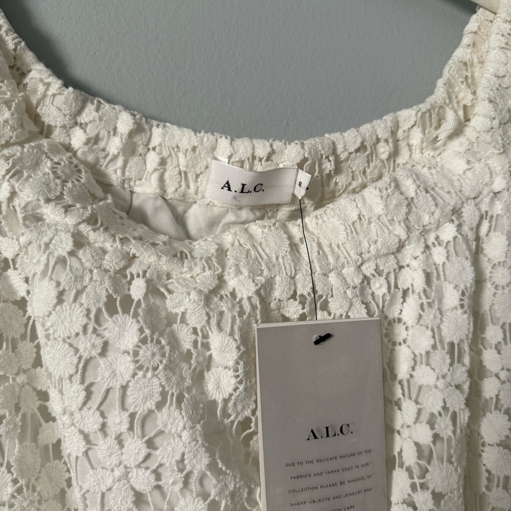 A.L.C. Bolen Crochet Lace Off Shoulder White Mini Dress - Picture 4 of 6